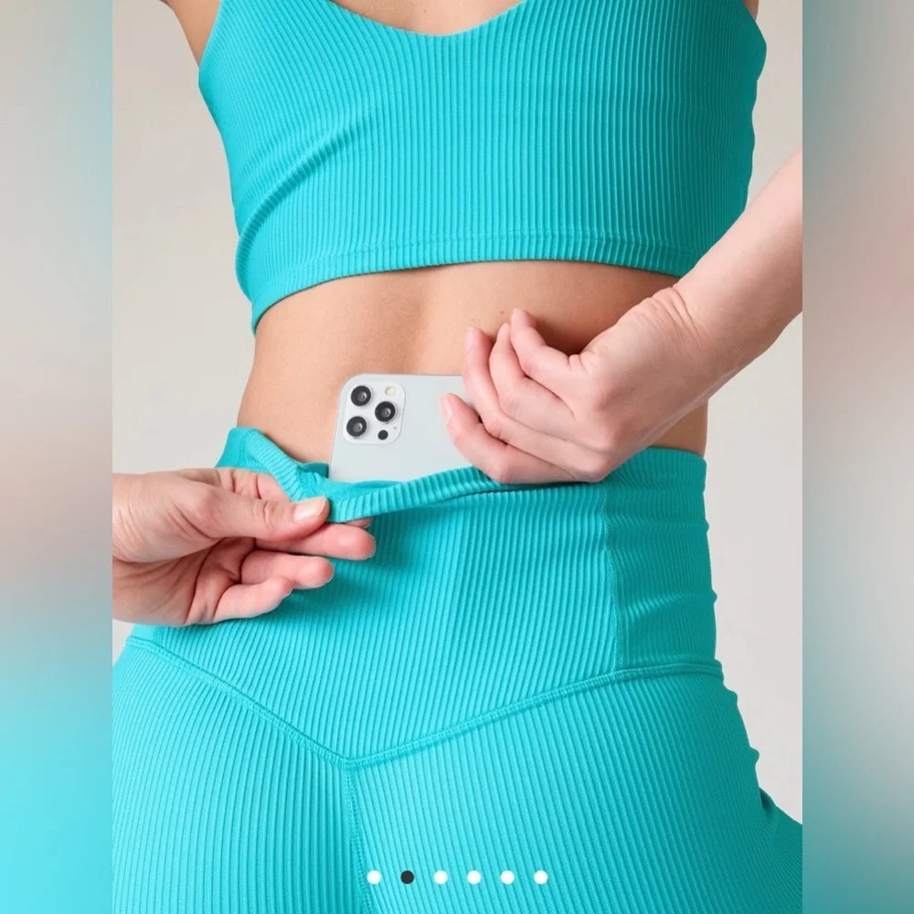 Athleta Elation Ultra High Rise Rib Legging Bora Bora/Aqua size xl - Picture 5 of 12